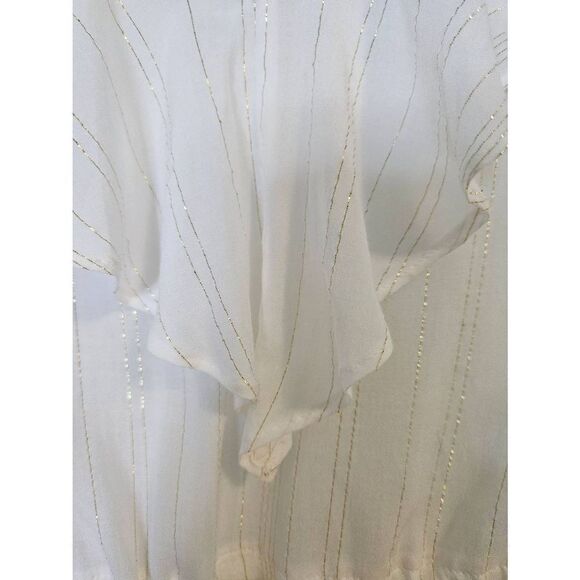 Express white with thin gold pin stripes top. NWT. Size L. - Picture 2 of 4